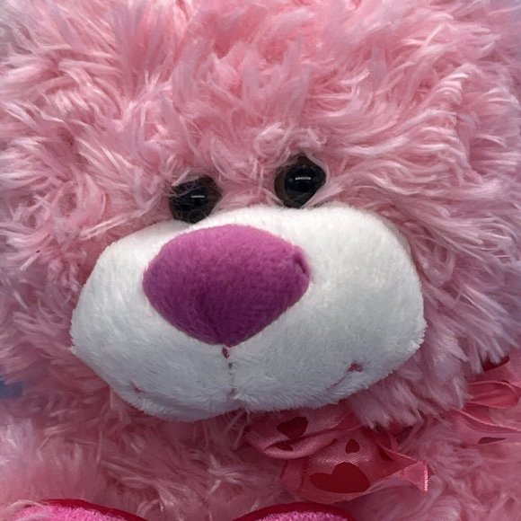 Dan Dee Hug Me Teddy BEAR PLUSH Pink Shaggy Sitting Stuffed Animal Toy Friend - Picture 4 of 8